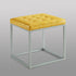 18" Yellow Faux Leather And Gray Cube Ottoman