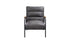 26" Gray Top Grain Leather And Steel Solid Color Arm Chair