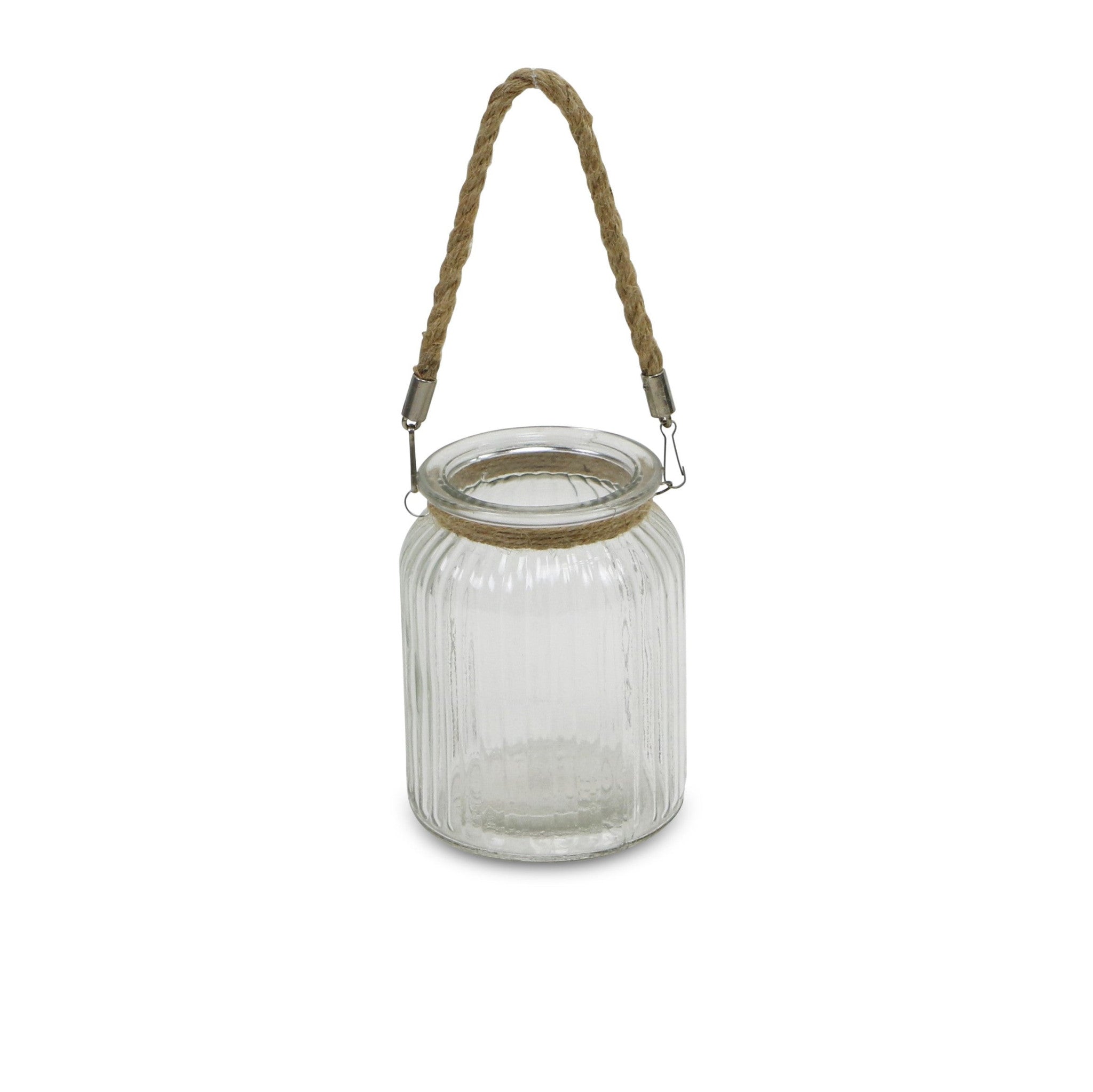 5.75" Clear Brown Glass Jar with Rope