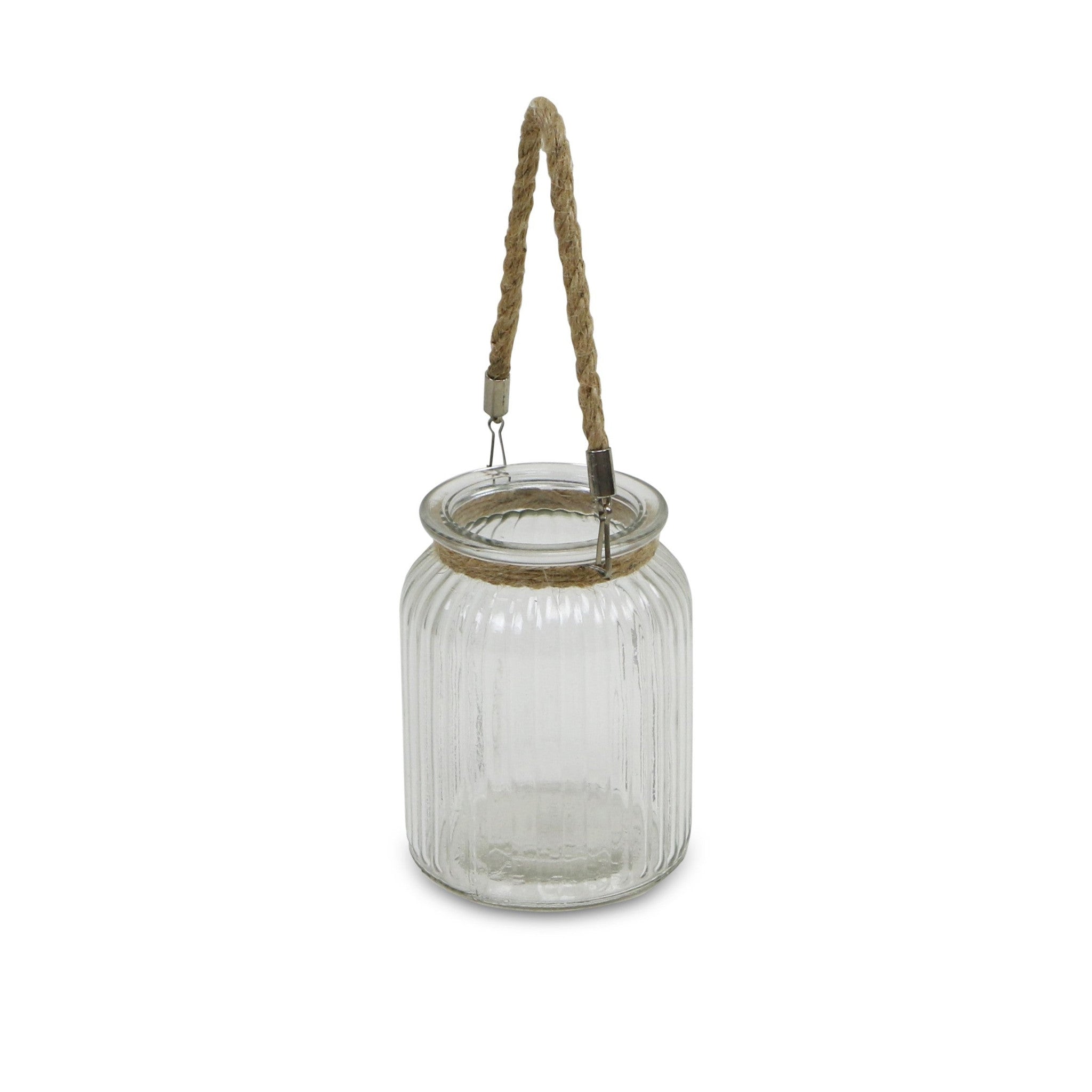 5.75" Clear Brown Glass Jar with Rope