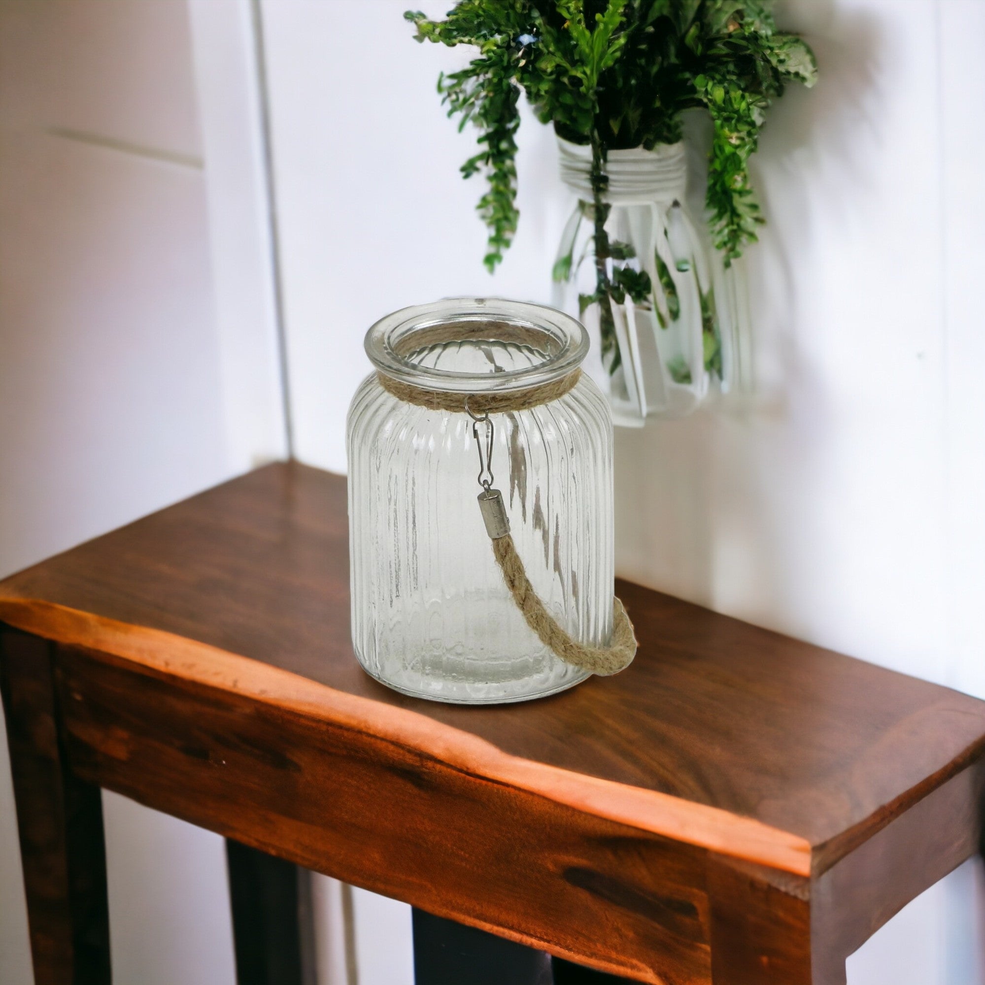 5.75" Clear Brown Glass Jar with Rope