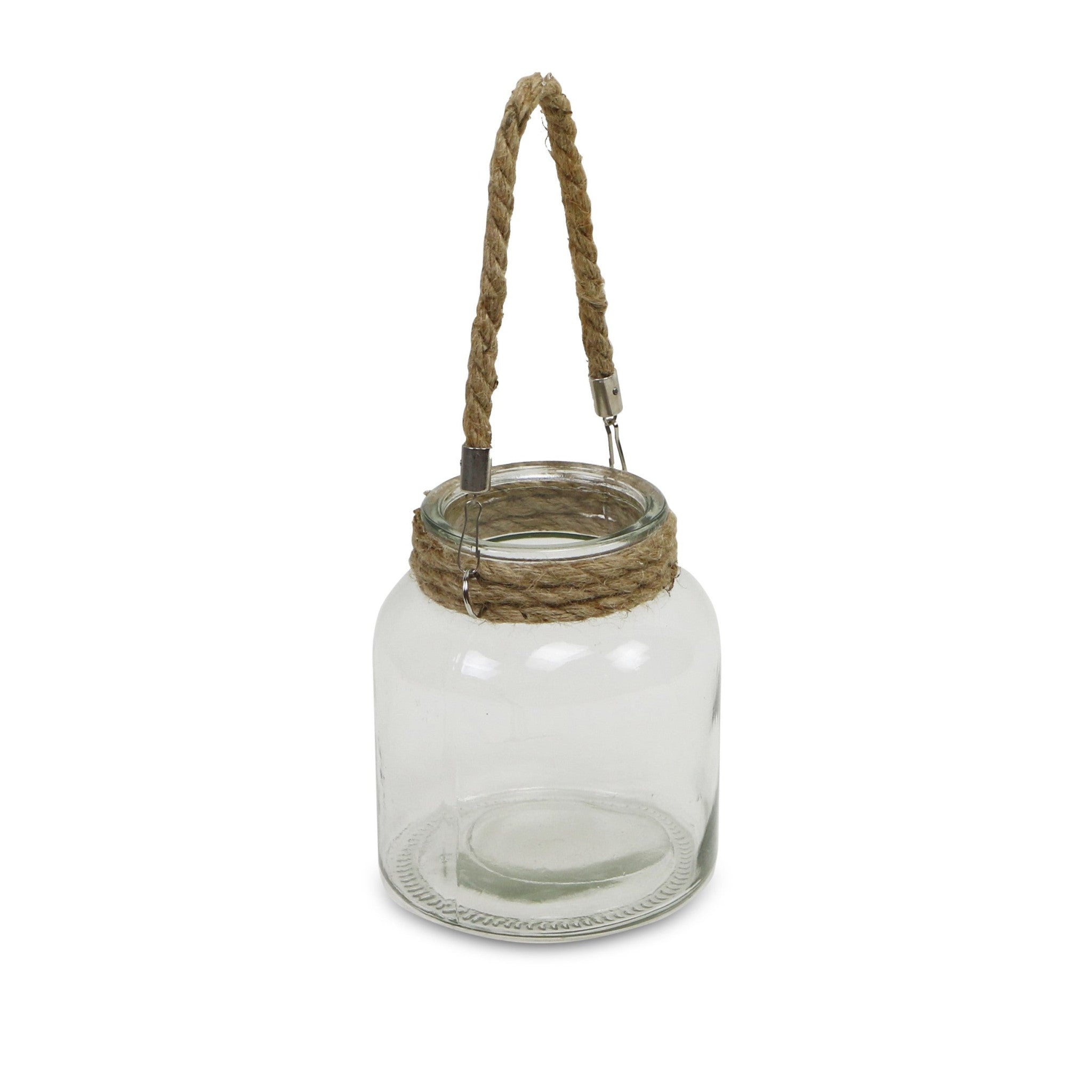 6" Clear and Brown Glass Jar with Rope