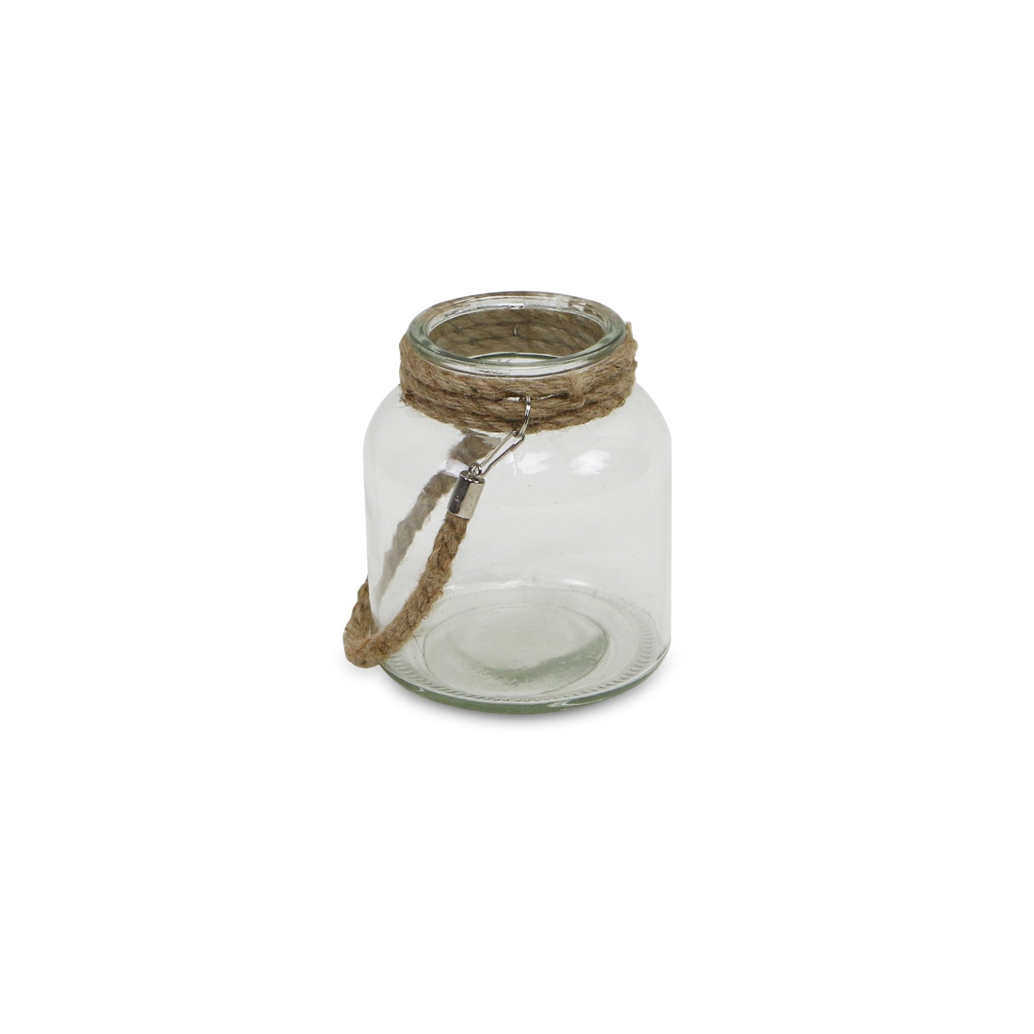 6" Clear and Brown Glass Jar with Rope