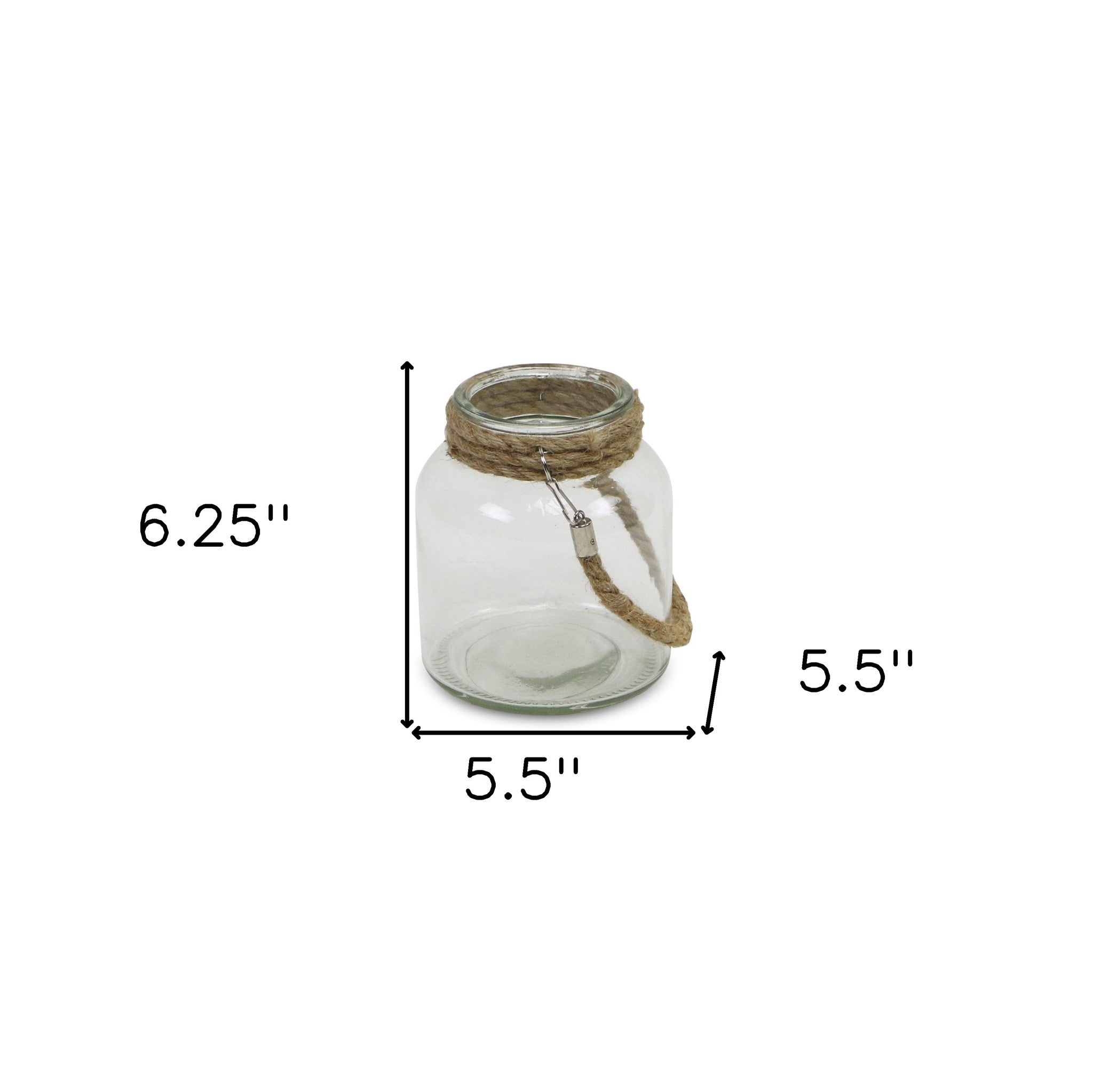 6" Clear and Brown Glass Jar with Rope