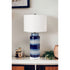 Set of Two 30" Blue and White Ceramic Cylinder Table Lamps With White Drum Shade