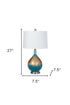 Set Of Two 27" Gold Blue And Silver Glass Table Lamps With White Empire Shade