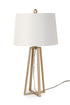 Set of Two 29" Gold Metal Geometric Table Lamps With White Drum Shade