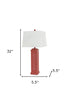 32" Red Table Lamp With White Rectangular Shade