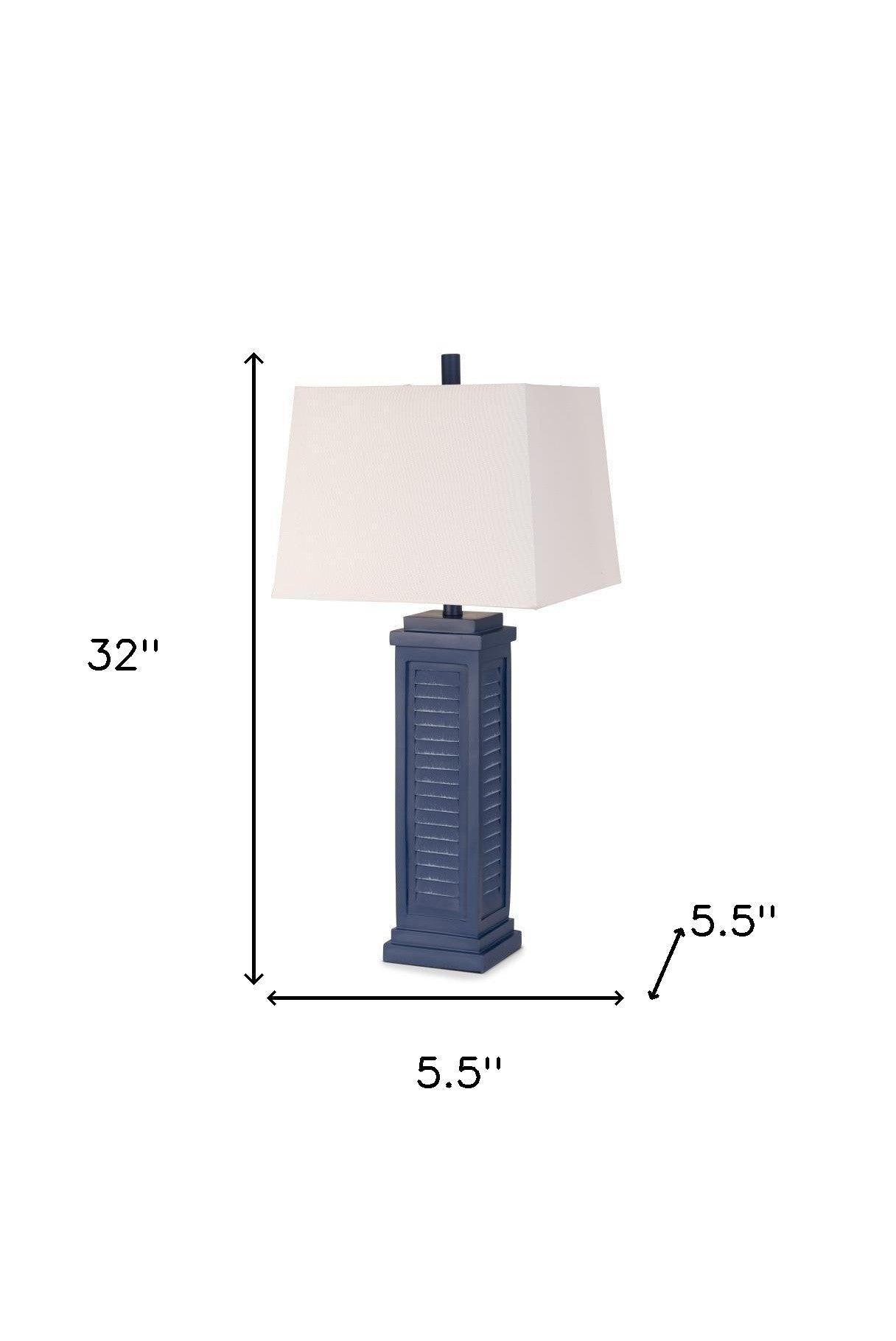 Set Of Two 32" Blue Shutter USB Table Lamps With White Square Shades