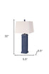 Set Of Two 32" Blue Shutter USB Table Lamps With White Square Shades