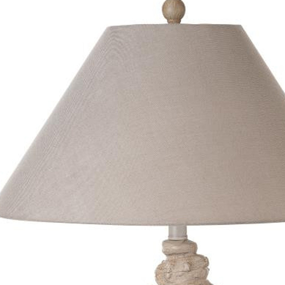 Set Of Two 30" Brown White And Grey Table Lamps With Tan Empire Shade