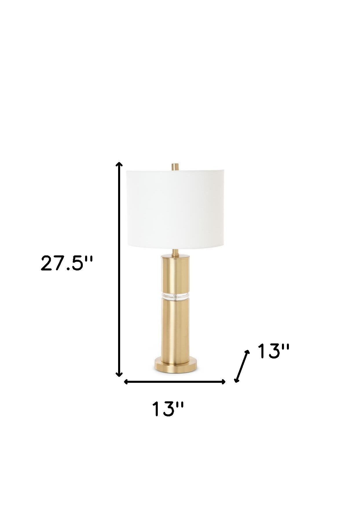 Set of Two 28" Gold Metal Cylinder Table Lamps With White Drum Shade