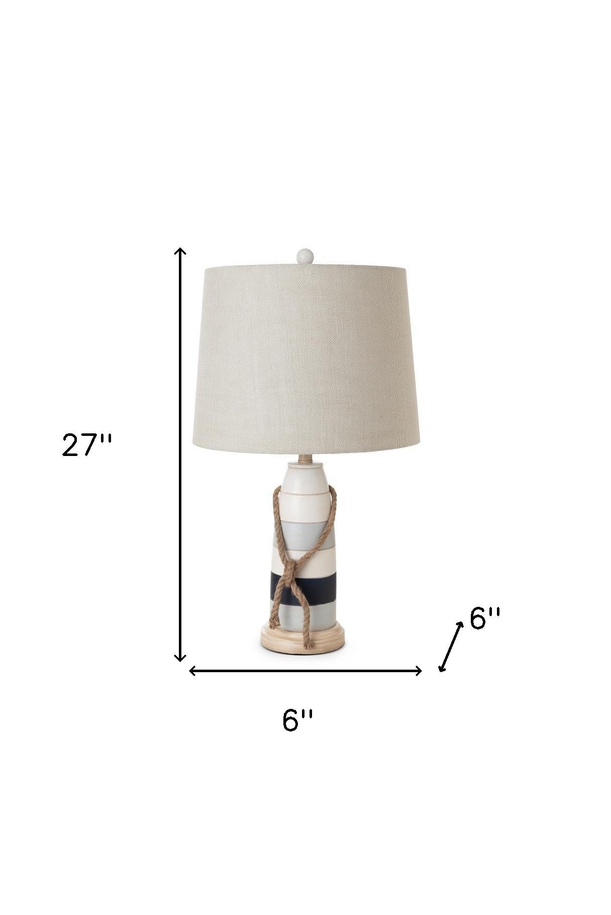 Set Of Two 27" Off White And Brown Table Lamps With Grey Empire Shade