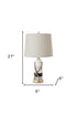 Set Of Two 27" Off White And Brown Table Lamps With Grey Empire Shade