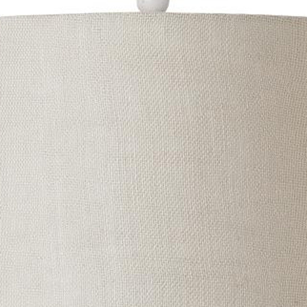 Set Of Two 27" Off White And Brown Table Lamps With Grey Empire Shade