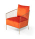 27" Orange Velvet And Gold Solid Color Arm Chair
