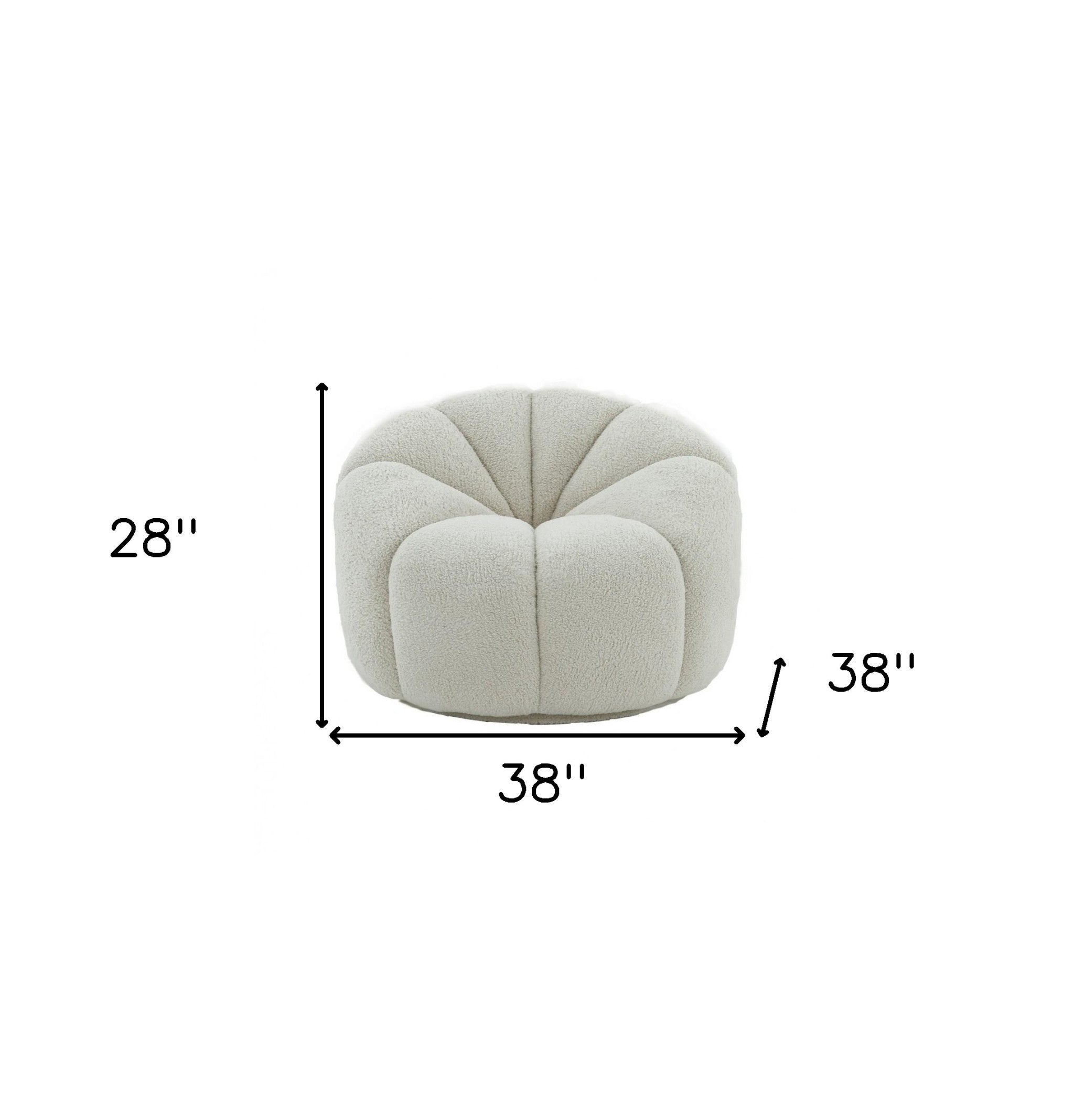 38" White Sherpa Lounge Chair