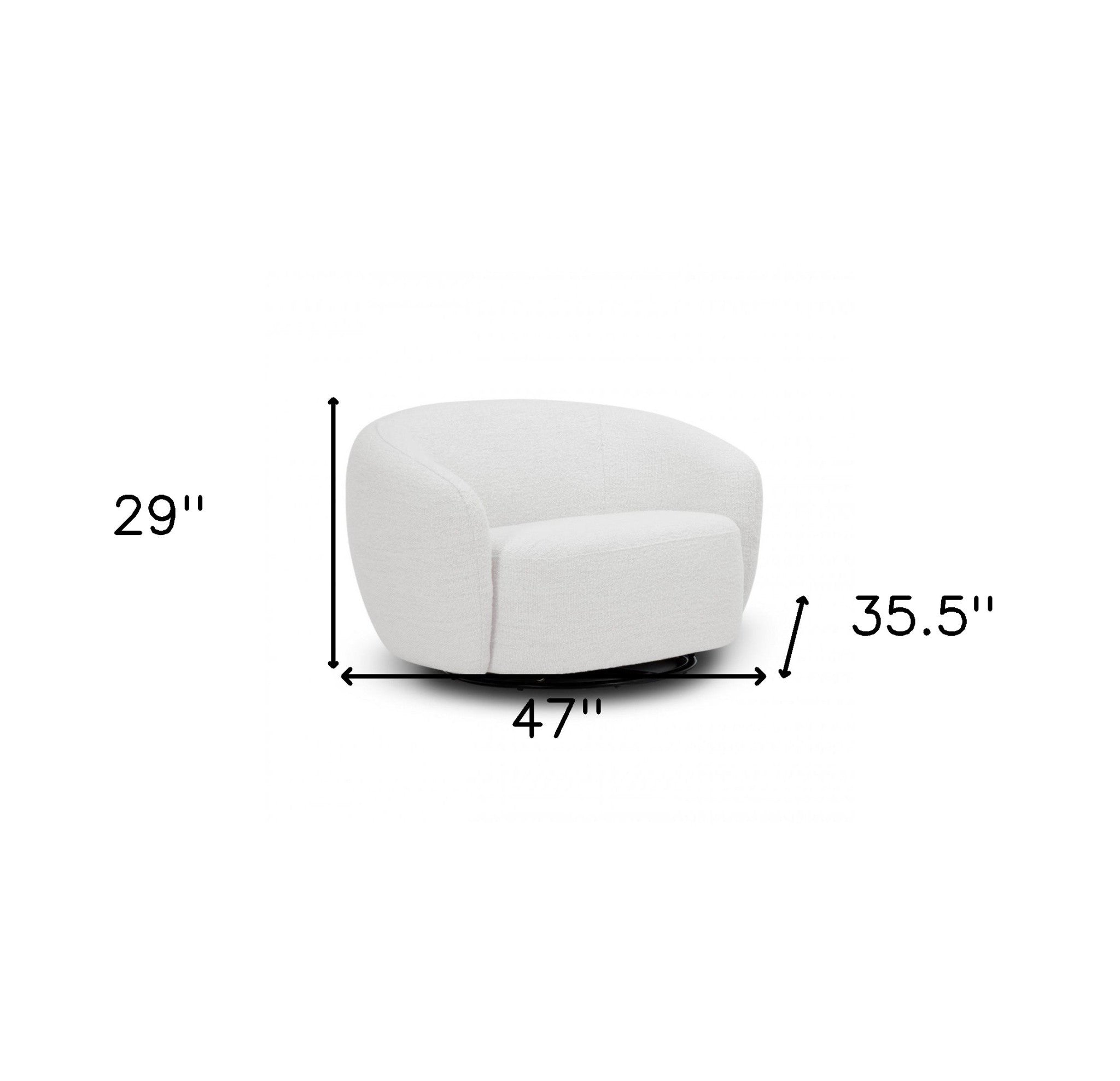 47" Off White 100% Polyester And Black Solid Color Swivel Barrel Chair