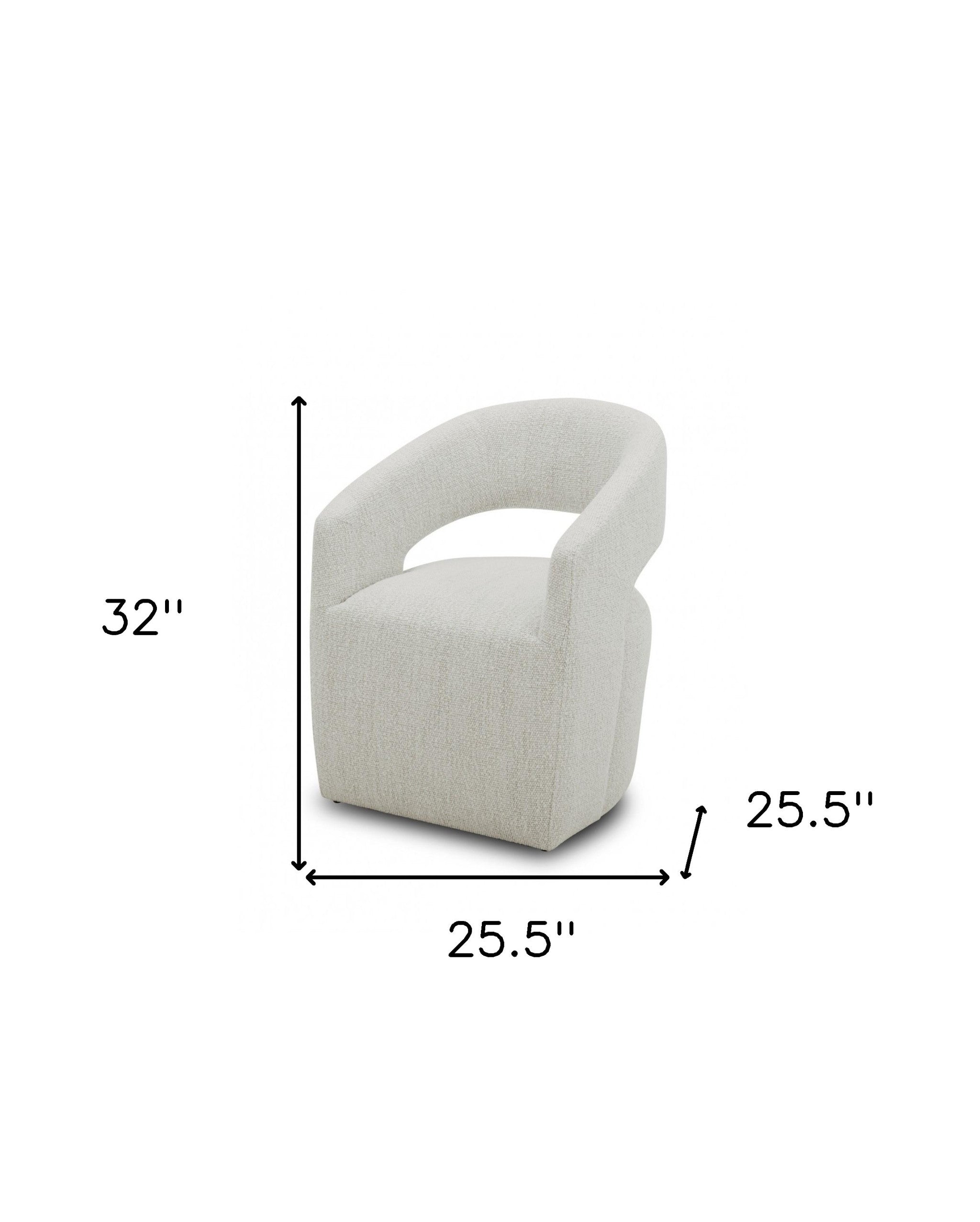 26" Cream Textured Polyester Modern Arm Chair