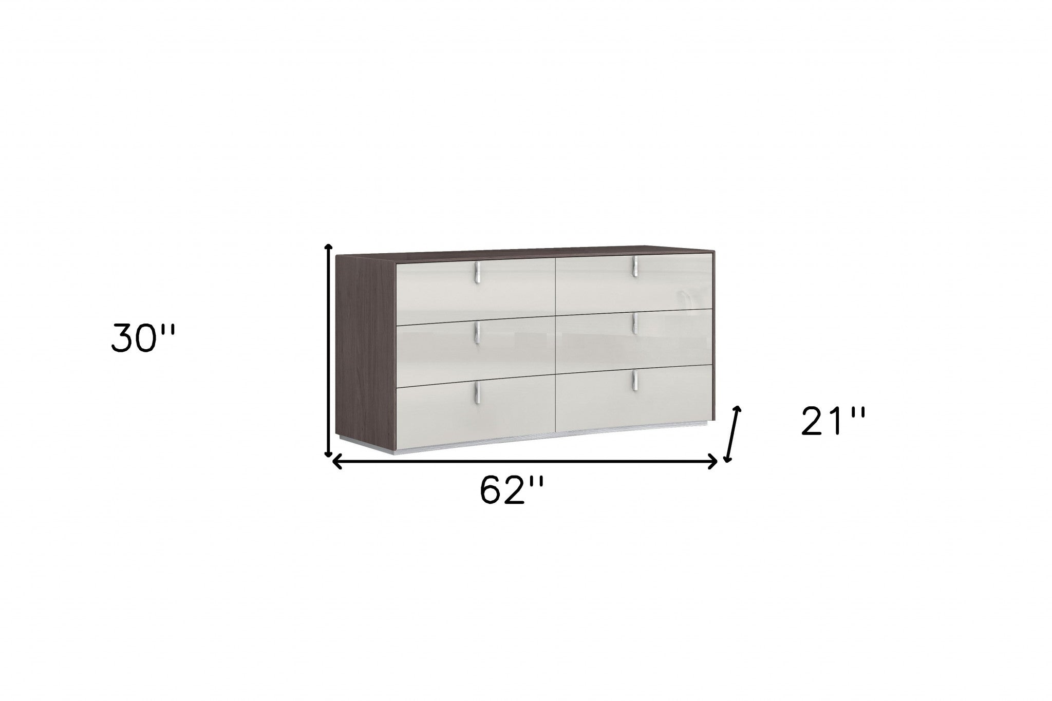 62" Gray Six Drawer Double Dresser