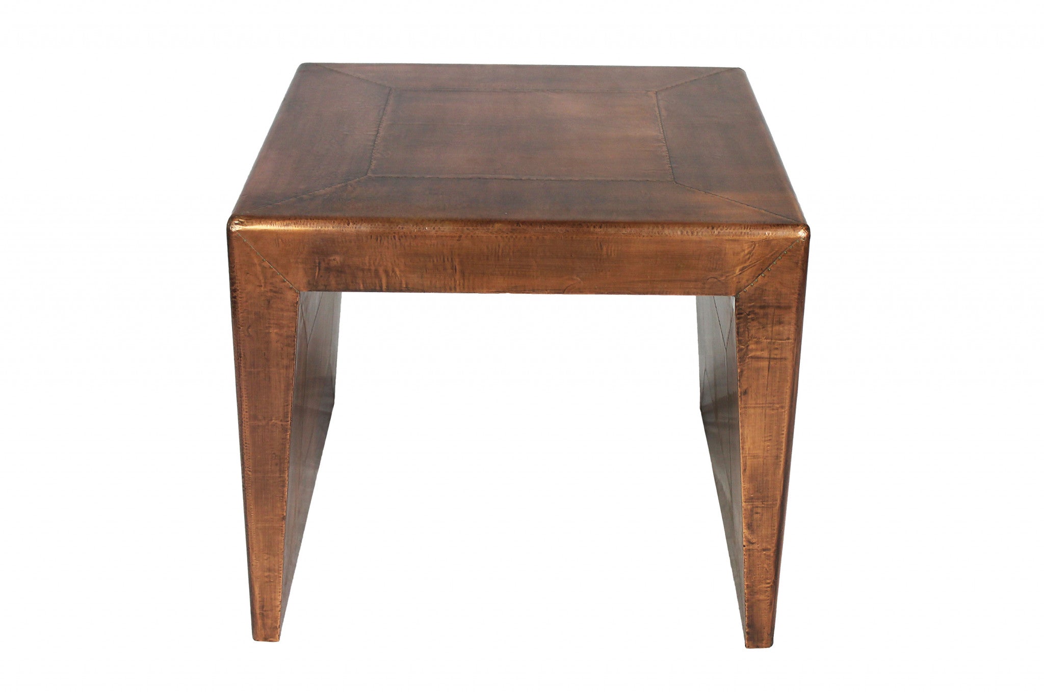 24" Copper Rustic Solid Wood Square End Table