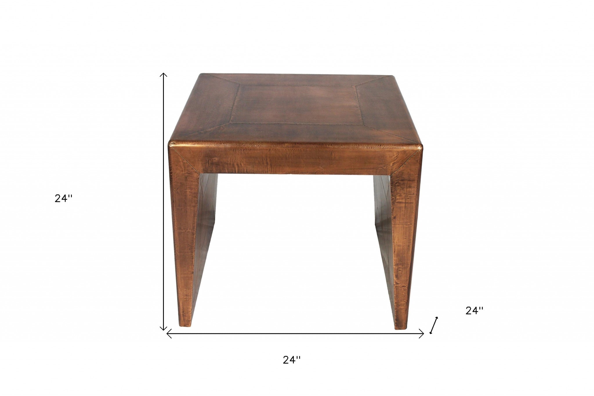 24" Copper Rustic Solid Wood Square End Table