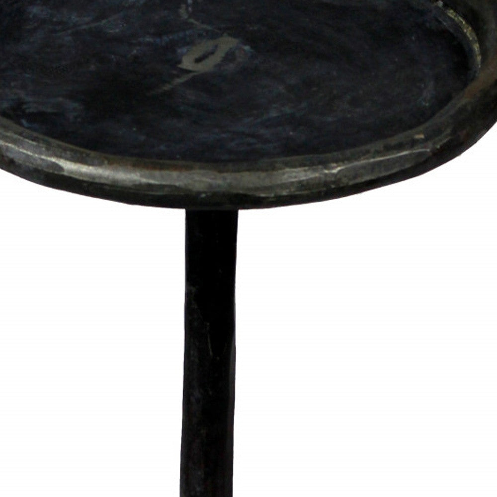 23" Black Iron Pedestal Round End Table