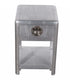 24" Silver Aluminum Square End Table With Drawer And Shelf