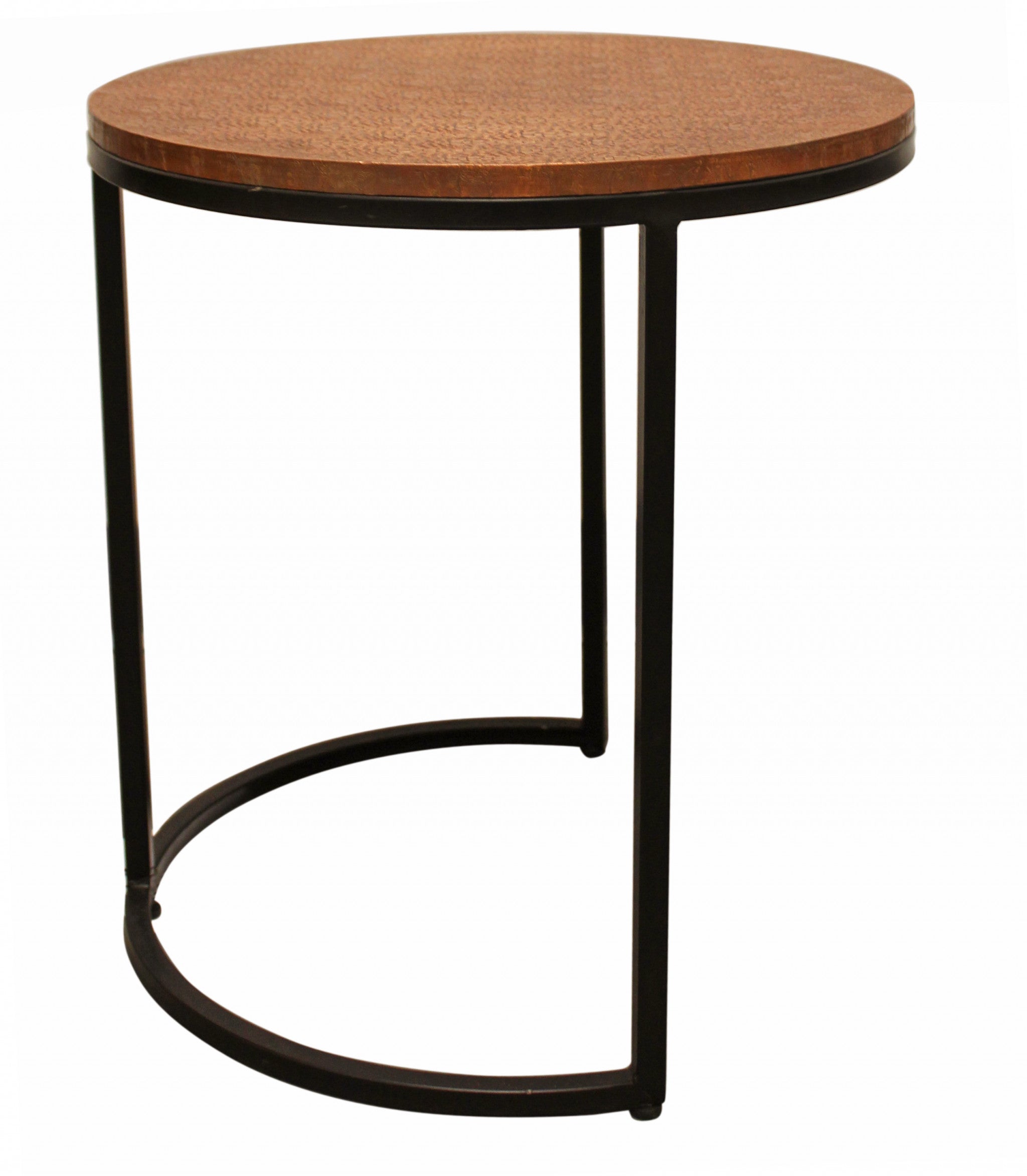 Set Of Three 19" Black And Copper Round Nested Tables