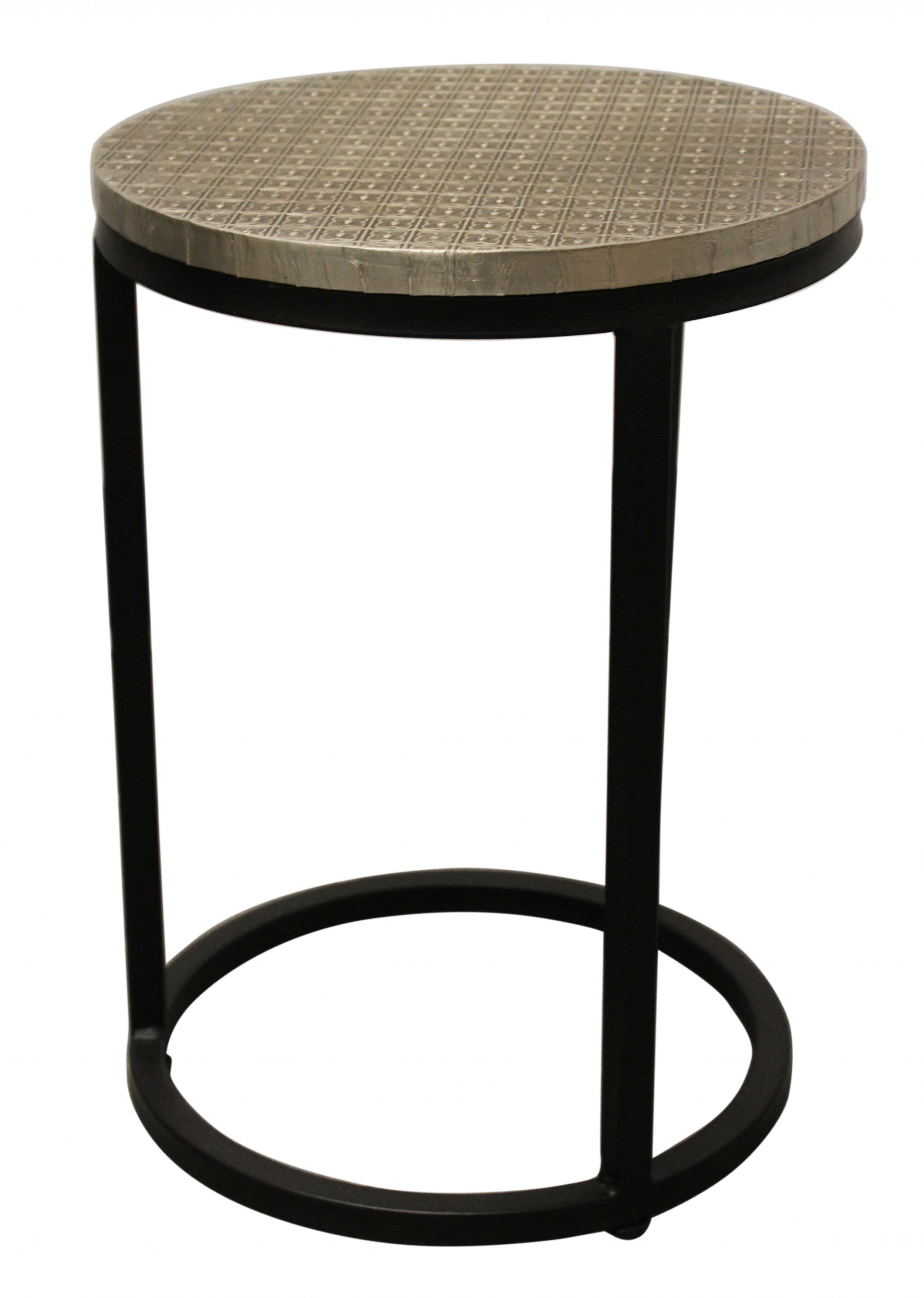 Set Of Three 19" Black And Silver Round Nested Tables