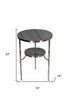 22" Nickel Marble And Iron Round End Table