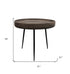 18" Black And Gray Solid Wood And Iron Round End Table