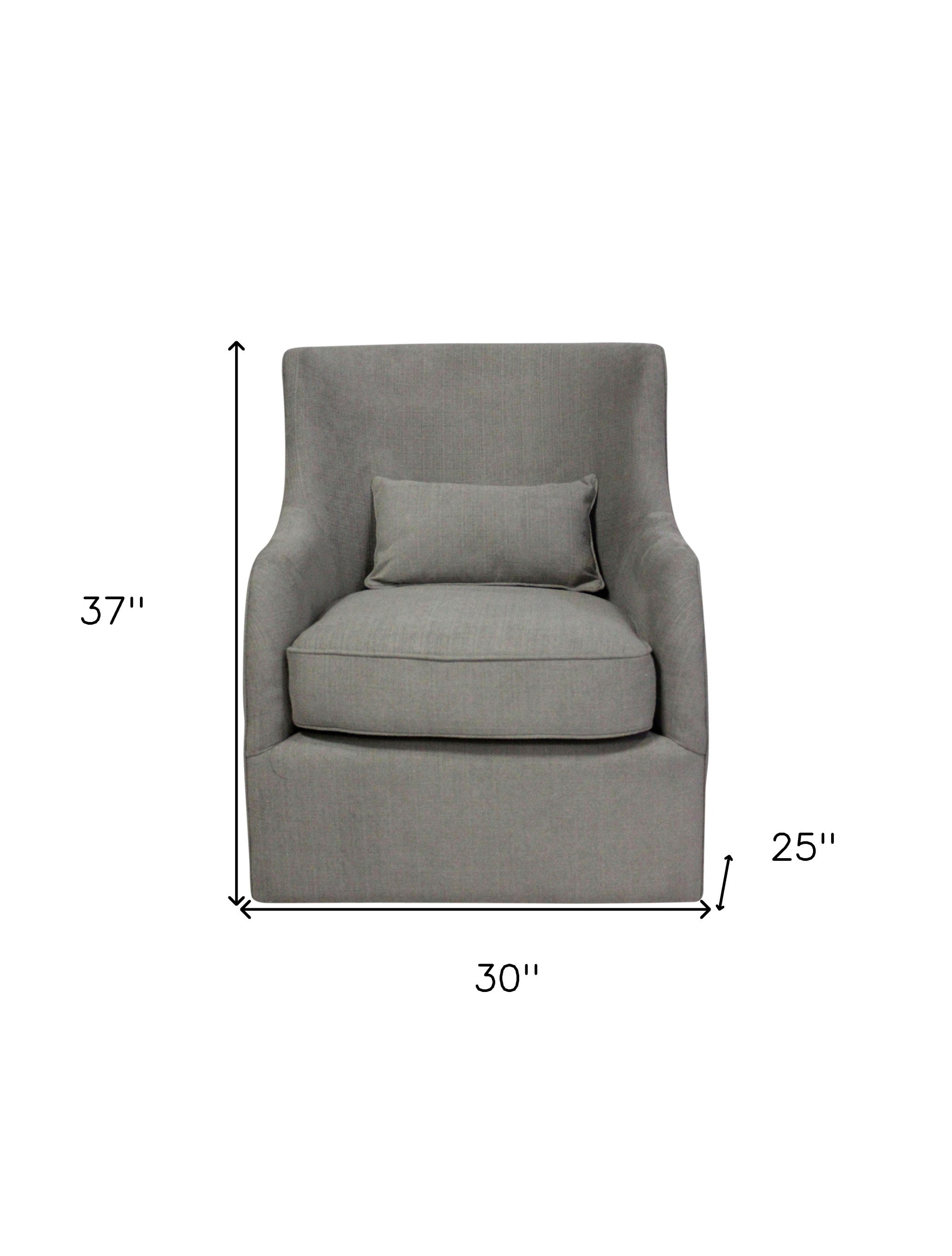 30" Gray Polyester Blend Solid Color Swivel Arm Chair