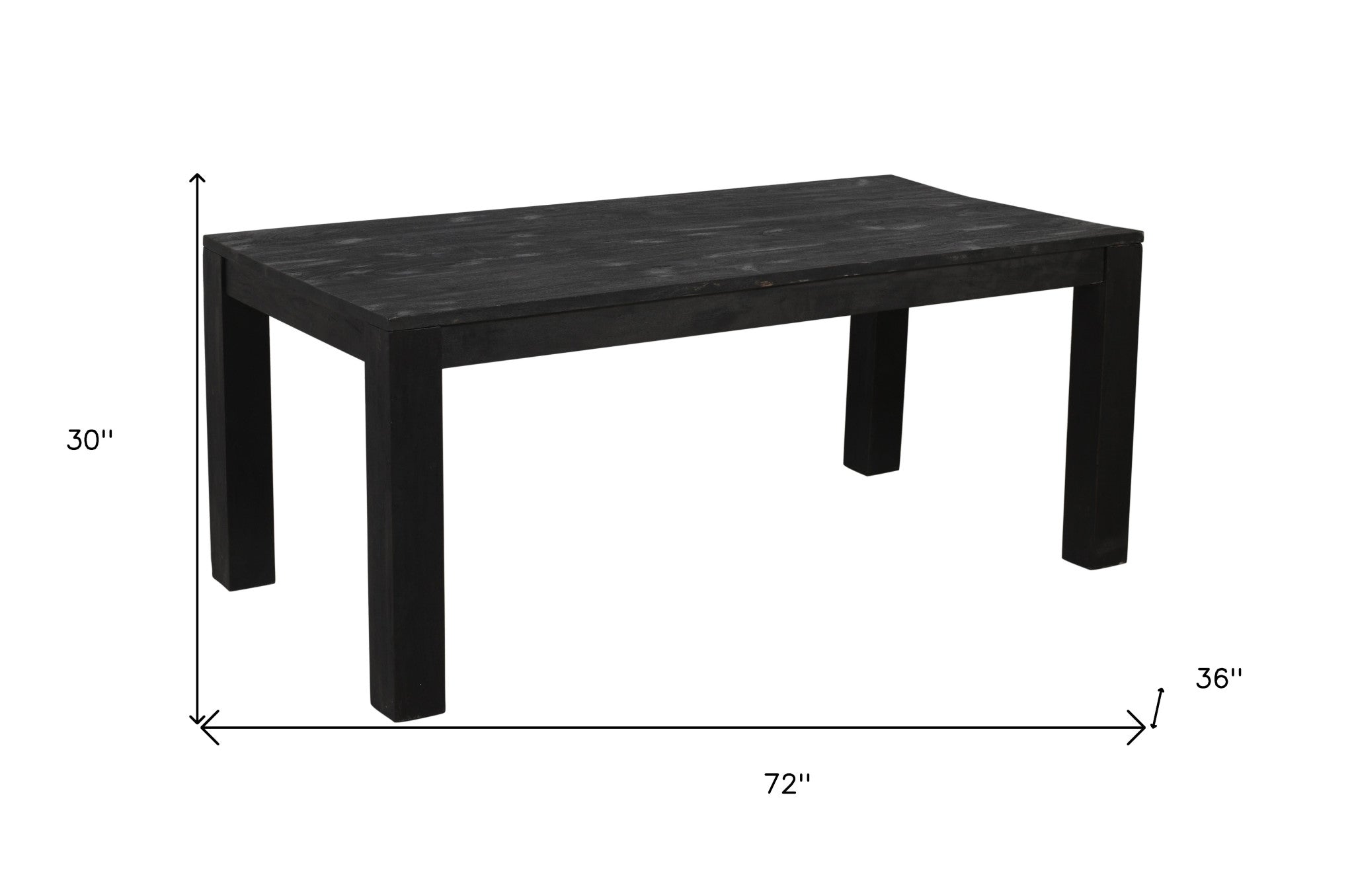 72" Dark Gray Rectangular Solid Wood Dining Table