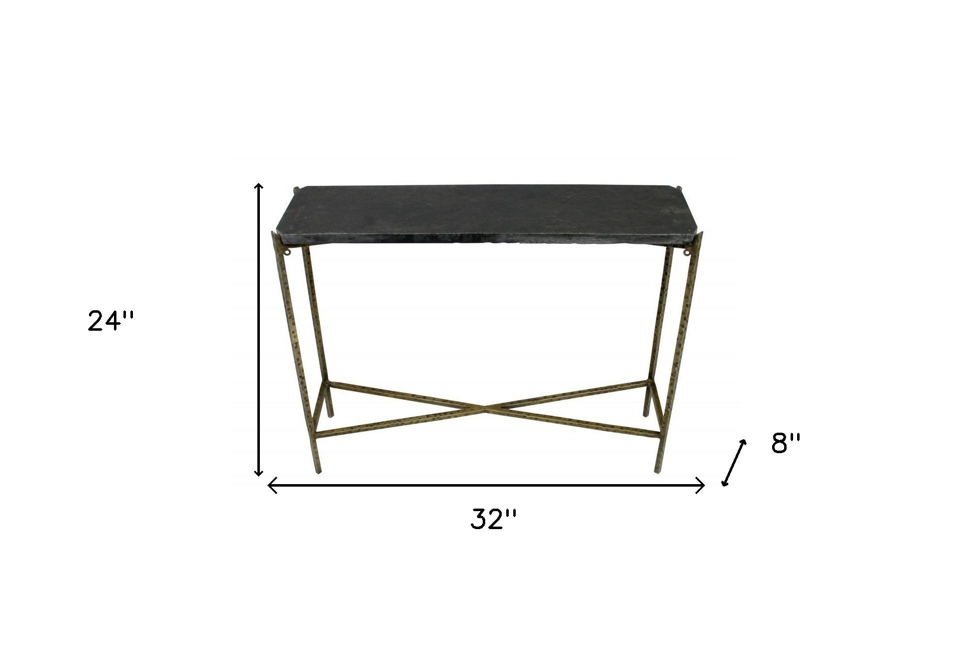 32" Black and Gold Stone Frame Console Table