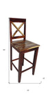 30" Brown Solid Wood Bar Height Bar Chair