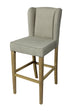 30" Gray And Brown Solid Wood Bar Height Bar Chair