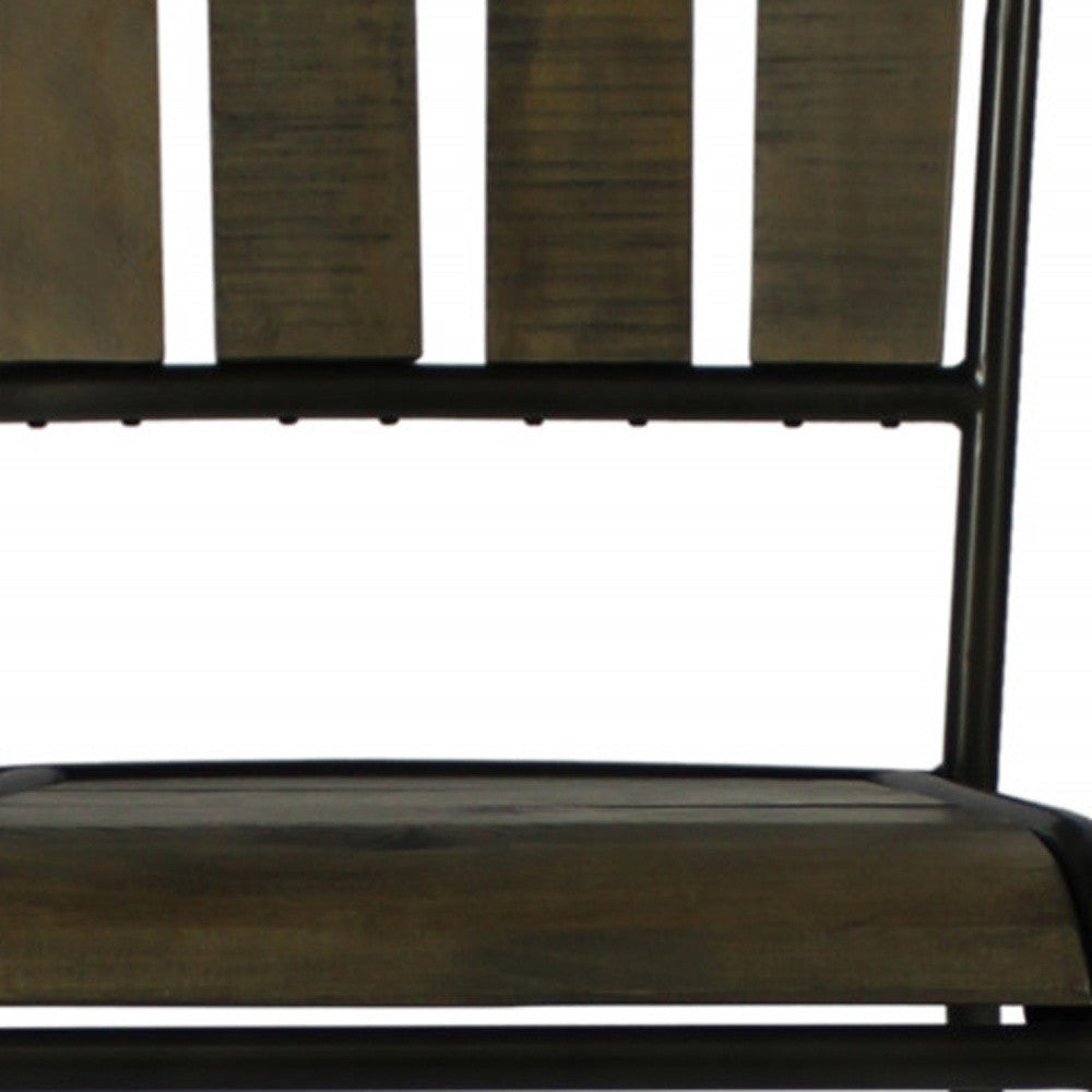 25" Brown And Black Iron Counter Height Bar Chair