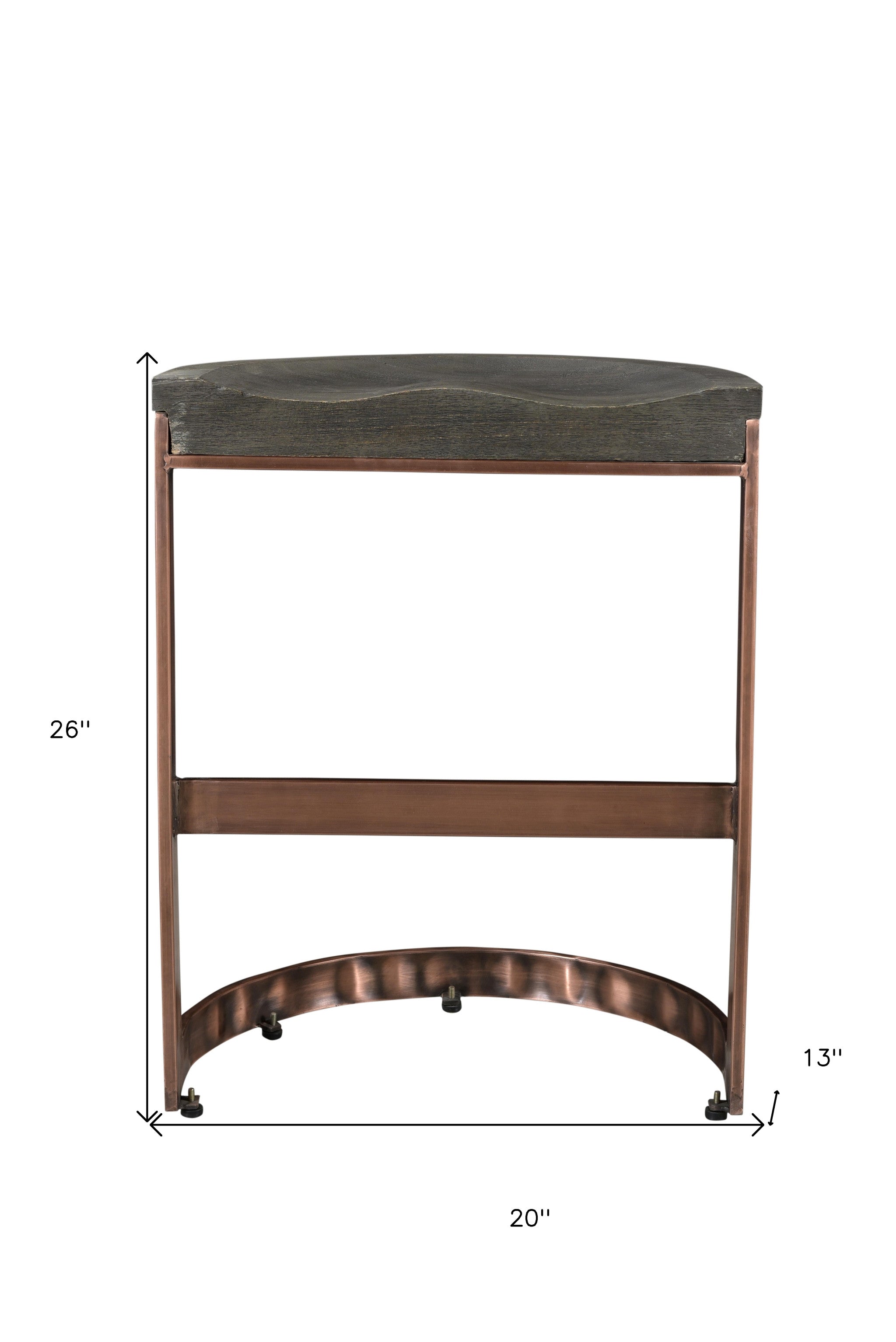 30" Gray And Copper Iron Backless Bar Height Bar Chair