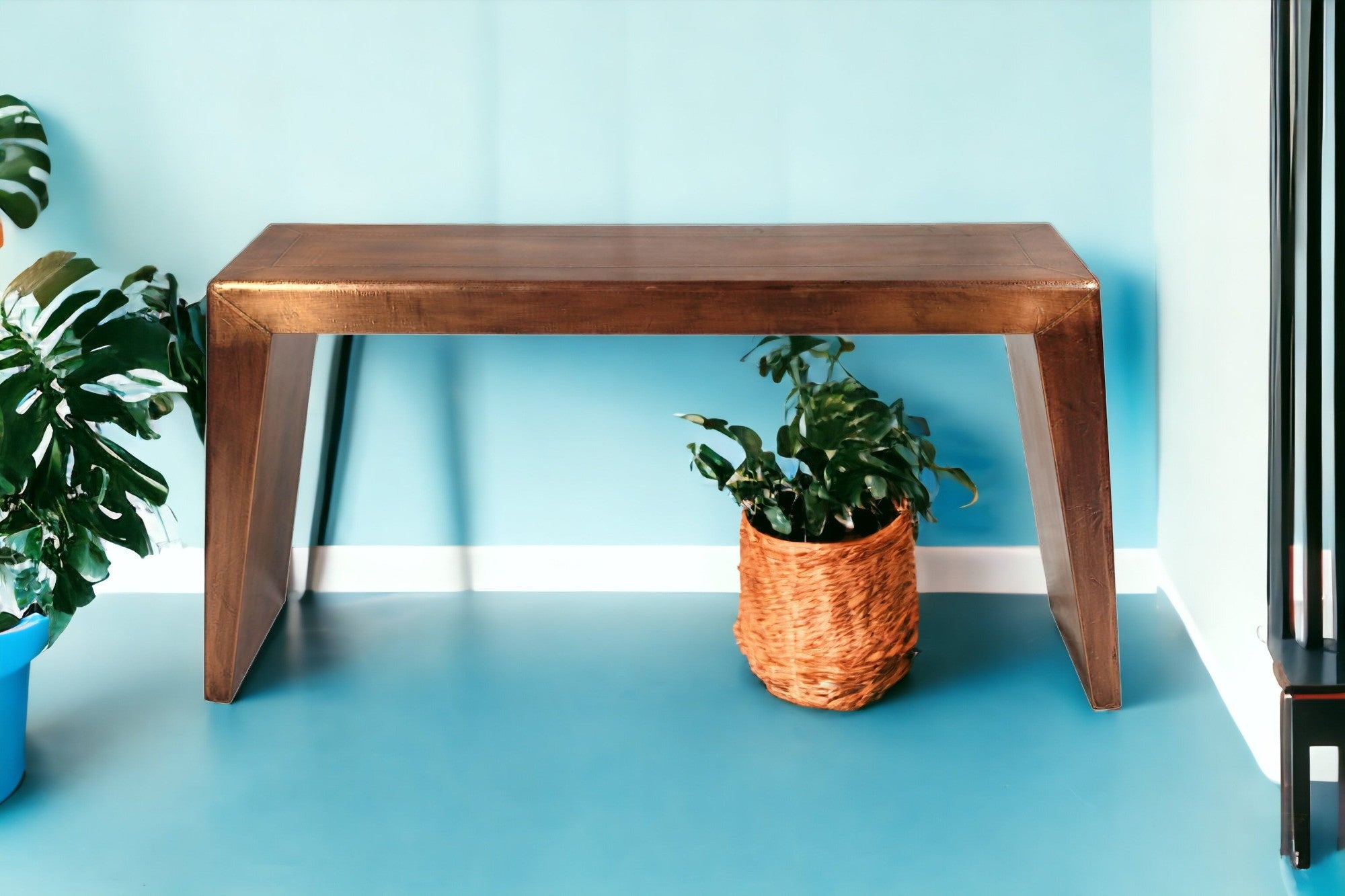 60" Copper Aluminum Sled Console Table