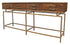 72" Brown and Brass Solid Wood Distressed Frame Console Table With Storage