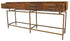 72" Brown and Brass Solid Wood Distressed Frame Console Table With Storage