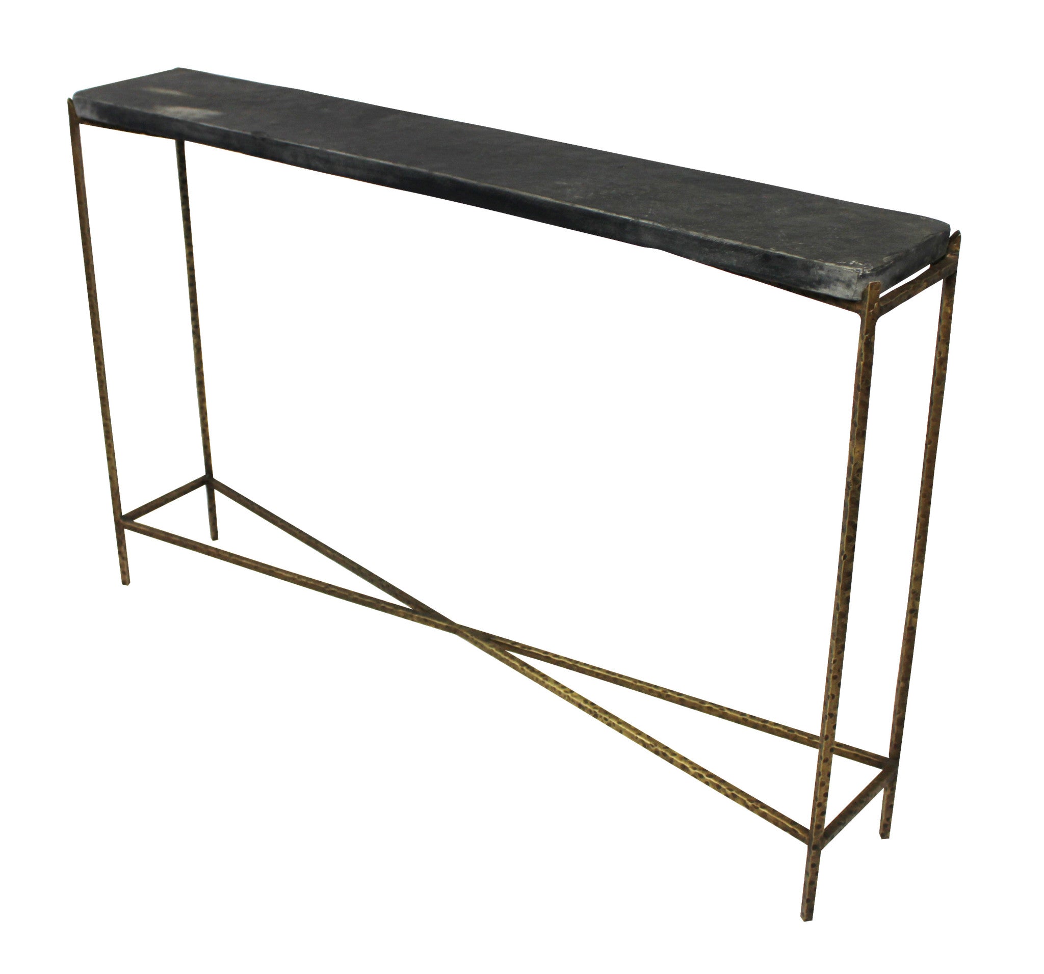 48" Black and Gold Stone Frame Console Table