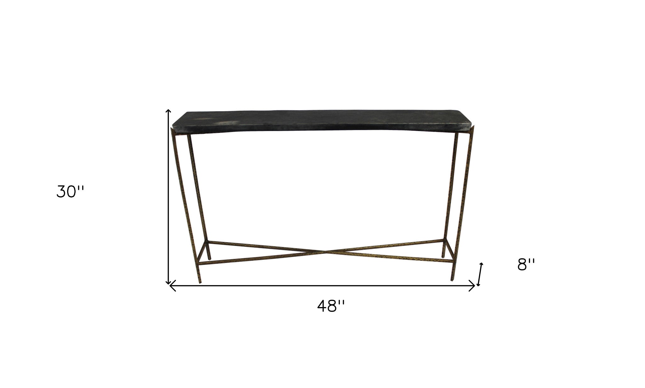 48" Black and Gold Stone Frame Console Table