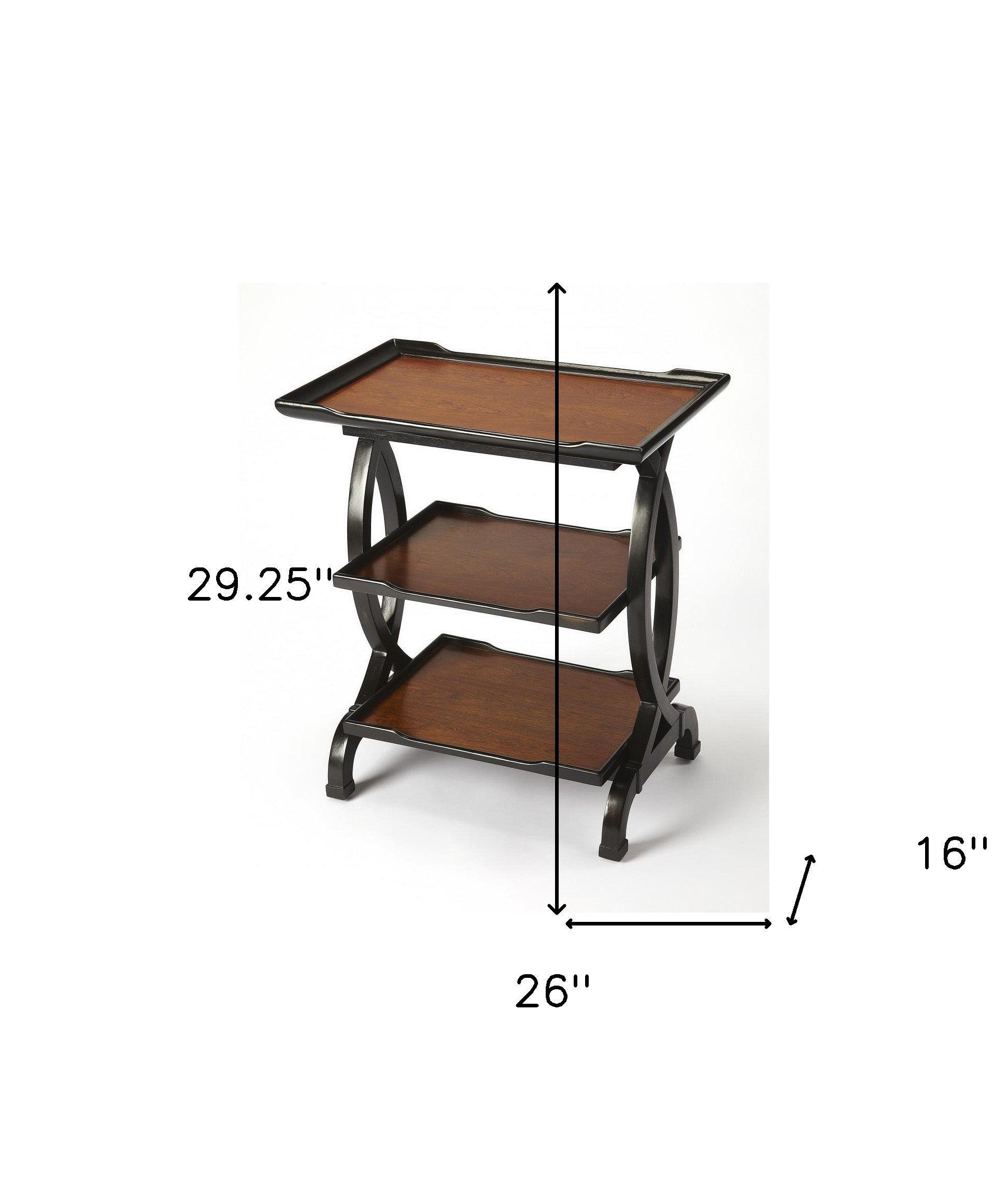 29" Cherry Manufactured Wood Rectangular End Table With Two Shelves