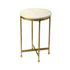 20" Antiqued Gold And White Marble Round End Table