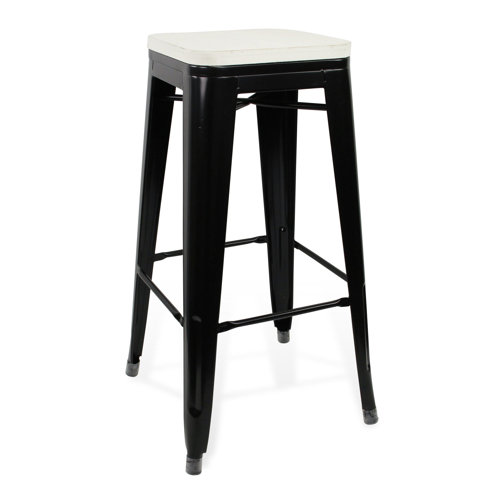 " White And Black Metal Backless Counter Height Bar Chair