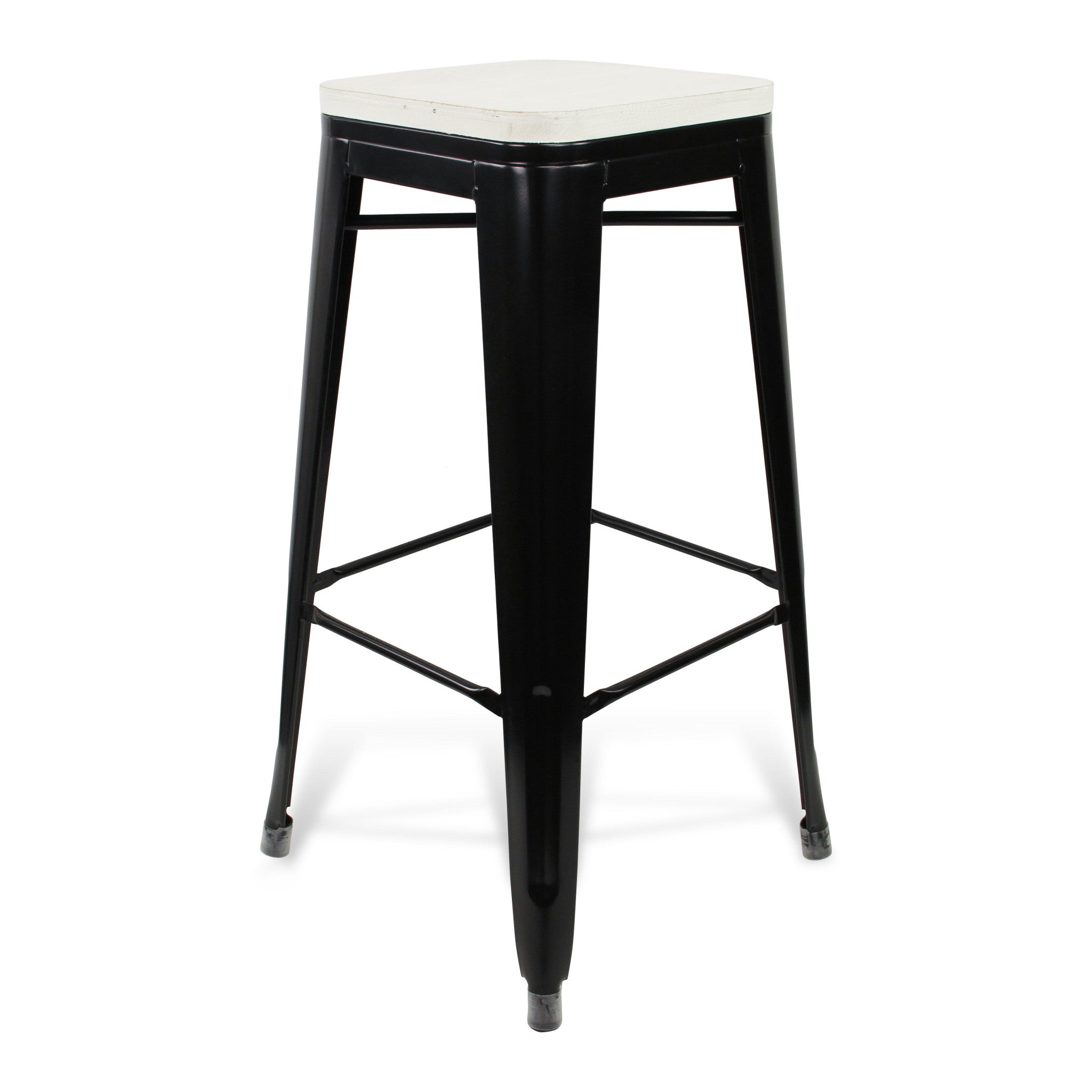 31 " White And Black Metal Backless Counter Height Bar Chair