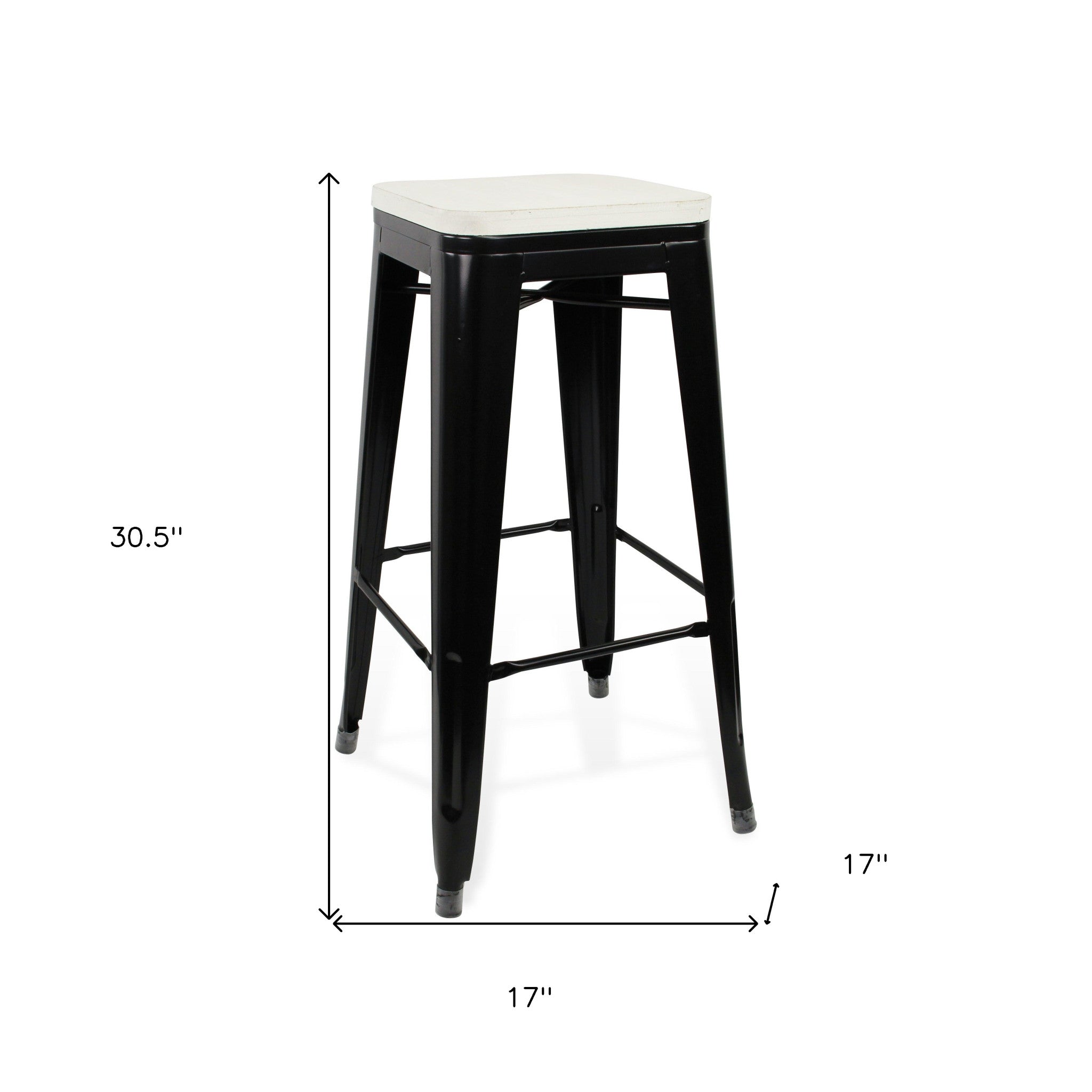 " White And Black Metal Backless Counter Height Bar Chair