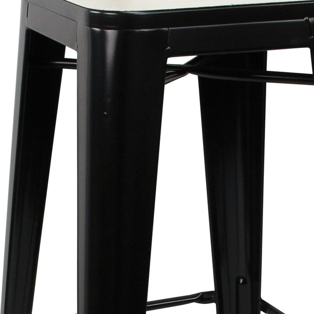 " White And Black Metal Backless Counter Height Bar Chair